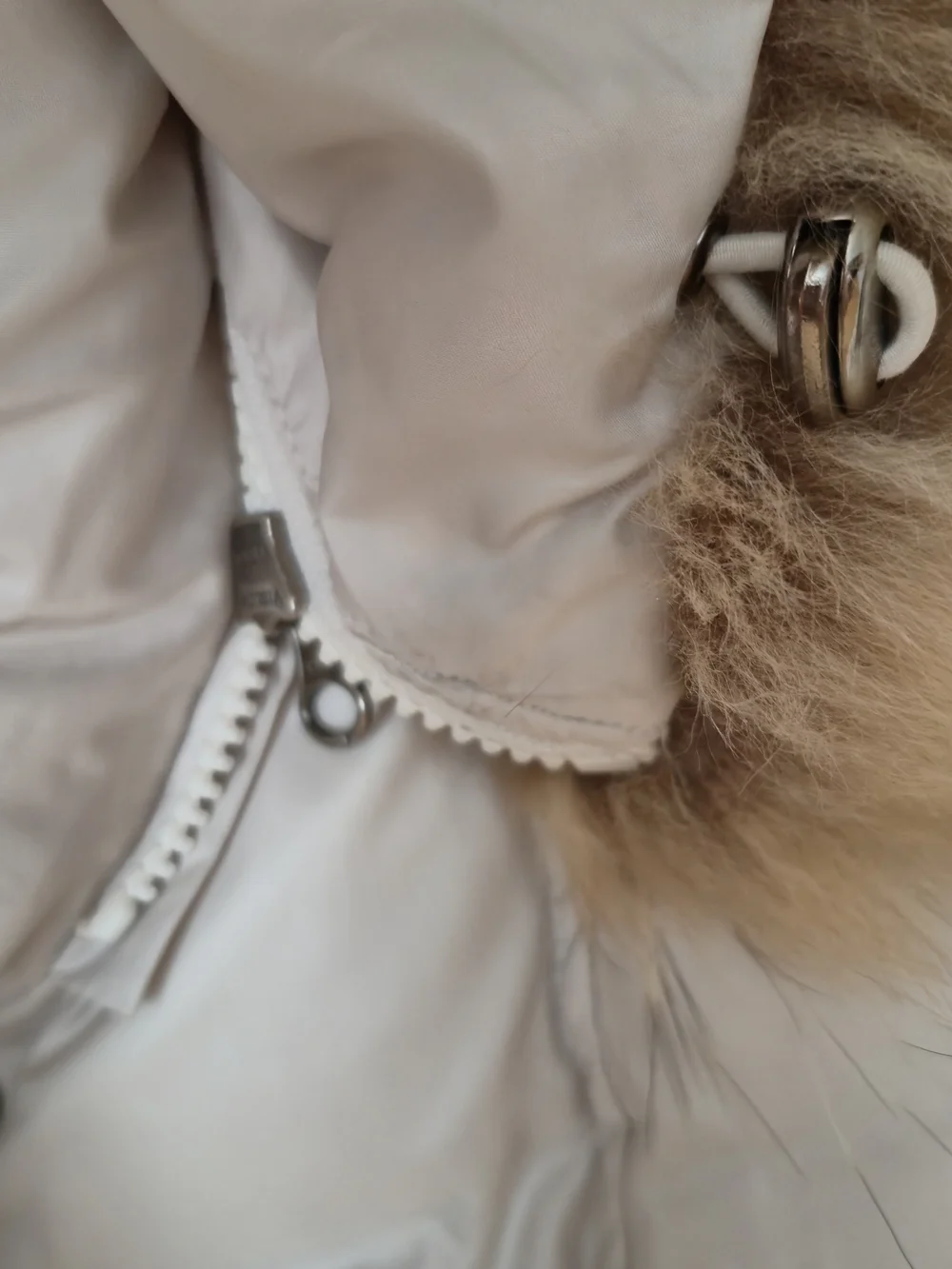 Mackage Ivory Down Puffer Bomber Jacket Fur Trim Leather Accents - Picture 6 of 16